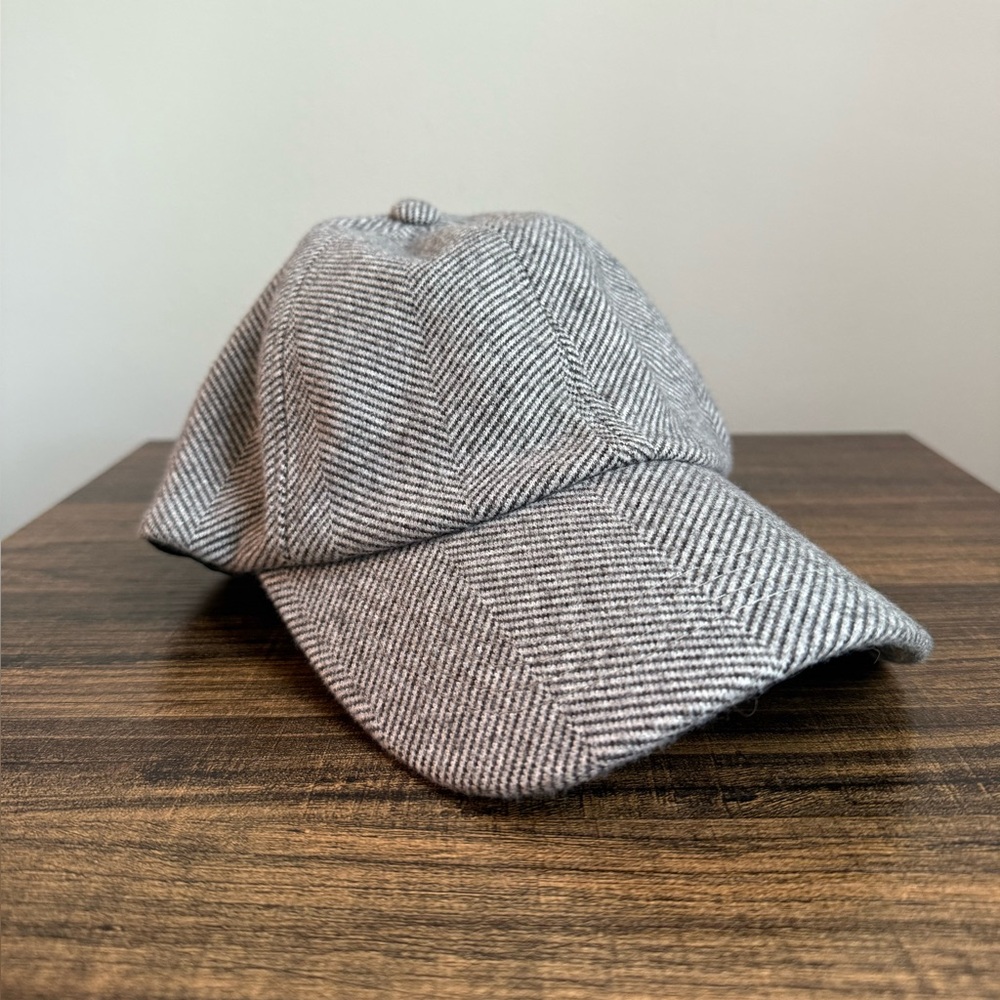 Anthropologie Gray Knit Herringbone Cap
